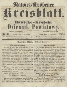 Rawicko-Krobski Dziennik Powiatowy. 1854.09.16 R.4 Nr 37