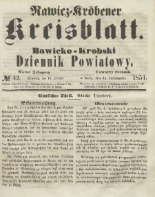 Rawicko-Krobski Dziennik Powiatowy. 1854.10.18 R.4 Nr 42