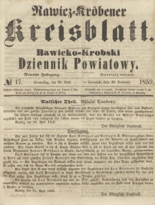 Rawicko-Krobski Dziennik Powiatowy. 1859.04.28 R. 9 Nr 17