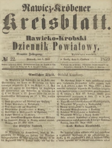 Rawicko-Krobski Dziennik Powiatowy. 1859.06.01 R. 9 Nr 22