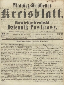 Rawicko-Krobski Dziennik Powiatowy. 1859.09.14 R. 9 Nr 37