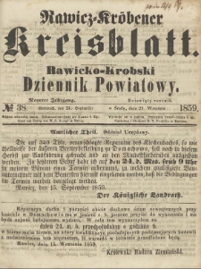 Rawicko-Krobski Dziennik Powiatowy. 1859.09.21 R. 9 Nr 38