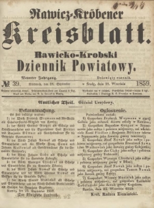 Rawicko-Krobski Dziennik Powiatowy. 1859.09.28 R. 9 Nr 39