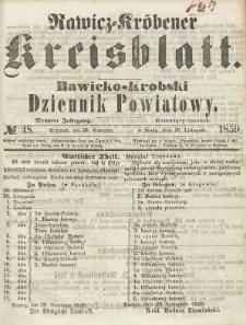 Rawicko-Krobski Dziennik Powiatowy. 1859.11.30 R. 9 Nr 48