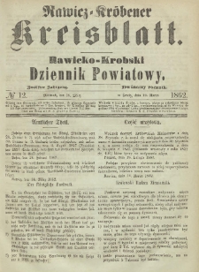 Rawicko-Krobski Dziennik Powiatowy. 1862.03.19 R.12 Nr 12