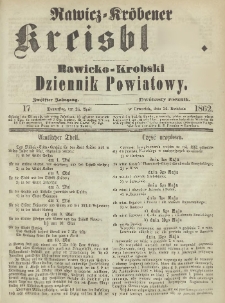 Rawicko-Krobski Dziennik Powiatowy. 1862.04.24 R.12 Nr 17