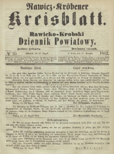 Rawicko-Krobski Dziennik Powiatowy. 1862.08.27 R.12 Nr 35