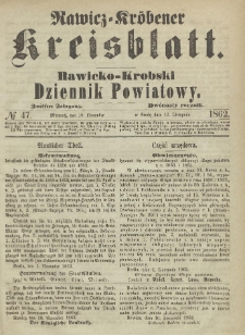 Rawicko-Krobski Dziennik Powiatowy. 1862.11.19 R.12 Nr 47