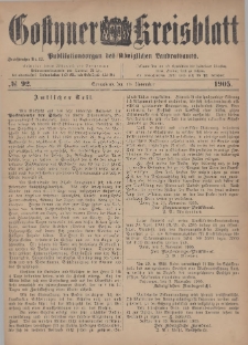 Gostyner Kreisblatt 1905.11.18 Nr 92