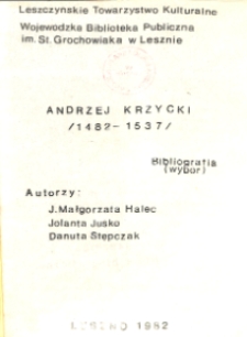 Andrzej Krzycki : bibliografia - wyb&oacute;r