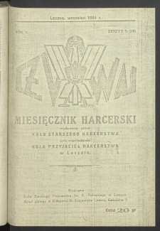 Czuwaj. Miesięcznik Harcerski Wydawany Przez Koło Starszego Harcerstwa przy Wsp&oacute;łudziale Koła Przyjaci&oacute;ł Harcerstwa w Lesznie 1935.09 R.2 Nr 7 (16)