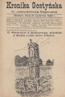 Kronika Gostyńska : jednodni&oacute;wka regjonalna. 1929.04.21 T.1 z.4