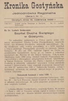Kronika Gostyńska : jednodni&oacute;wka regjonalna. 1930.06.15 T.2 z.1