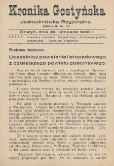 Kronika Gostyńska : jednodni&oacute;wka regjonalna. 1930.11.29 T.2 z.7