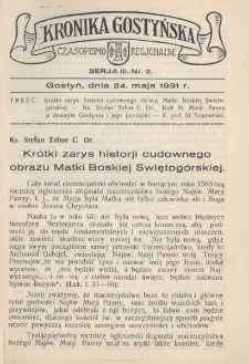Kronika Gostyńska : jednodni&oacute;wka regjonalna. 1931.05.24 T.3 z.2