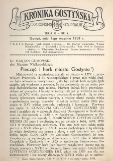Kronika Gostyńska : jednodni&oacute;wka regjonalna. 1931.09.01 T.3 z.4