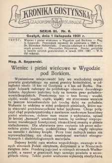 Kronika Gostyńska : jednodni&oacute;wka regjonalna. 1931.11.01 T.3 z.6