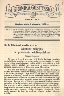 Kronika Gostyńska : jednodni&oacute;wka regjonalna. 1939.01.01 T.10 z.1