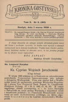 Kronika Gostyńska : jednodni&oacute;wka regjonalna. 1939.03.01 T.10 z.3