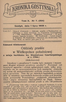Kronika Gostyńska : jednodni&oacute;wka regjonalna. 1939.07.01 T.10 z.7
