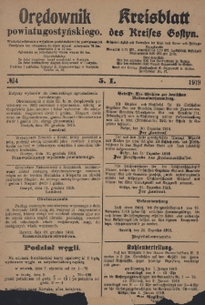 Orędownik Powiatu Gostyńskiego 1919.01.05 R.1 Nr 4