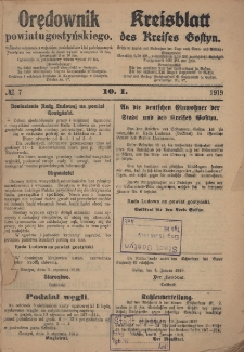 Orędownik Powiatu Gostyńskiego 1919.01.10 R.1 Nr 7