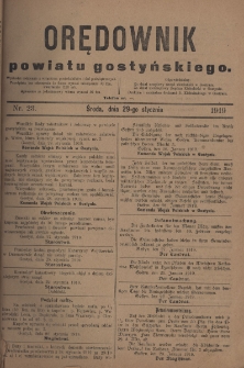 Orędownik Powiatu Gostyńskiego 1919.01.29 R.1 Nr 23