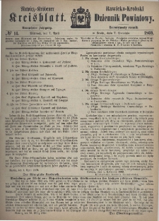 Rawicko-Krobski Dziennik Powiatowy. 1869.04.07 R. 19 Nr 14