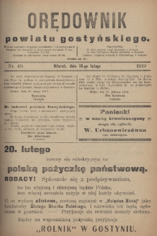 Orędownik Powiatu Gostyńskiego 1919.02.18 R.1 Nr 40
