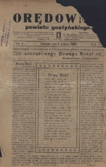 Orędownik Powiatu Gostyńskiego 1920.01.01 R.2 Nr 1