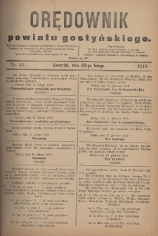 Orędownik Powiatu Gostyńskiego 1919.02.20 R.1 Nr 42