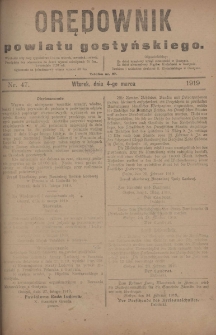 Orędownik Powiatu Gostyńskiego 1919.03.04 R.1 Nr 47