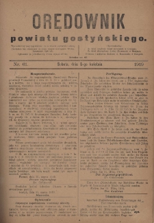 Orędownik Powiatu Gostyńskiego 1919.04.05 R.1 Nr 61