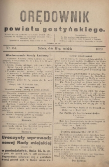 Orędownik Powiatu Gostyńskiego 1919.04.12 R.1 Nr 64