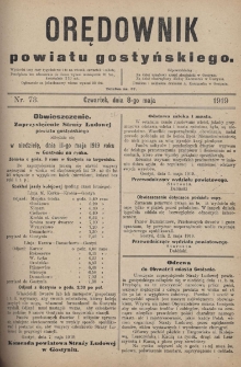 Orędownik Powiatu Gostyńskiego 1919.05.08 R.1 Nr 73