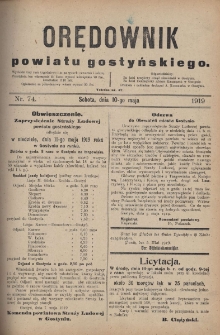 Orędownik Powiatu Gostyńskiego 1919.05.10 R.1 Nr 74