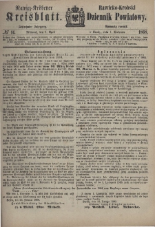 Rawicko-Krobski Dziennik Powiatowy. 1868.04.01 R. 18 Nr 14