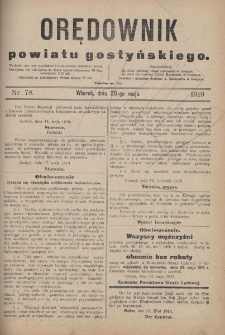 Orędownik Powiatu Gostyńskiego 1919.05.20 R.1 Nr 78