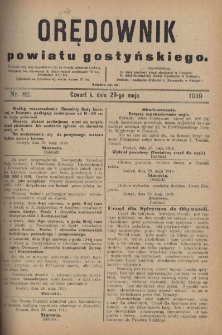 Orędownik Powiatu Gostyńskiego 1919.05.29 R.1 Nr 82