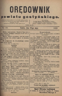 Orędownik Powiatu Gostyńskiego 1919.05.31 R.1 Nr 83