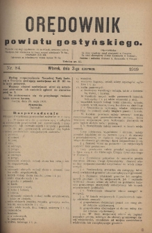 Orędownik Powiatu Gostyńskiego 1919.06.03 R.1 Nr 84