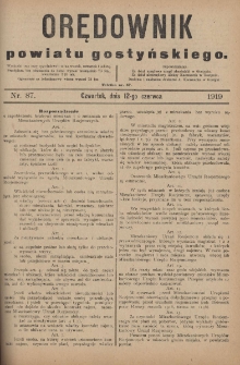 Orędownik Powiatu Gostyńskiego 1919.06.12 R.1 Nr 87