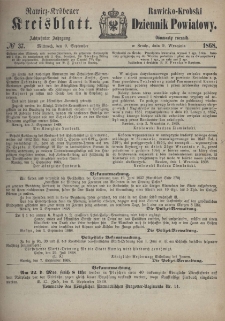 Rawicko-Krobski Dziennik Powiatowy. 1868.09.09 R. 18 Nr 37