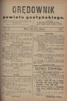 Orędownik Powiatu Gostyńskiego 1919.06.21 R.1 Nr 91