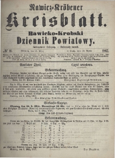 Rawicko-Krobski Dziennik Powiatowy. 1867.03.13 R. 17 Nr 11mk