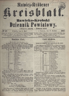 Rawicko-Krobski Dziennik Powiatowy. 1867.04.25 R. 17 Nr 17