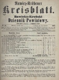 Rawicko-Krobski Dziennik Powiatowy. 1867.06.26 R. 17 Nr 26
