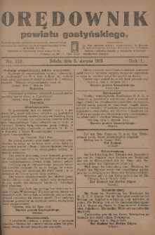 Orędownik Powiatu Gostyńskiego 1919.08.09 R.1 Nr 112