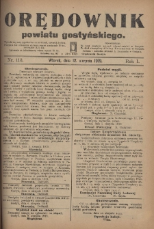 Orędownik Powiatu Gostyńskiego 1919.08.12 R.1 Nr 113