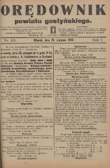 Orędownik Powiatu Gostyńskiego 1919.08.19 R.1 Nr 115